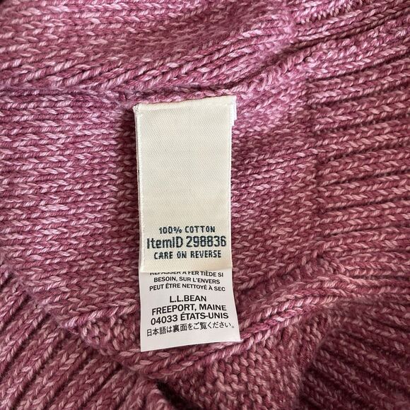 L.L. Bean Pink Full Zip 100% Cotton Cable Knit Fisherman's Cardigan Womens XS - Picture 9 of 9